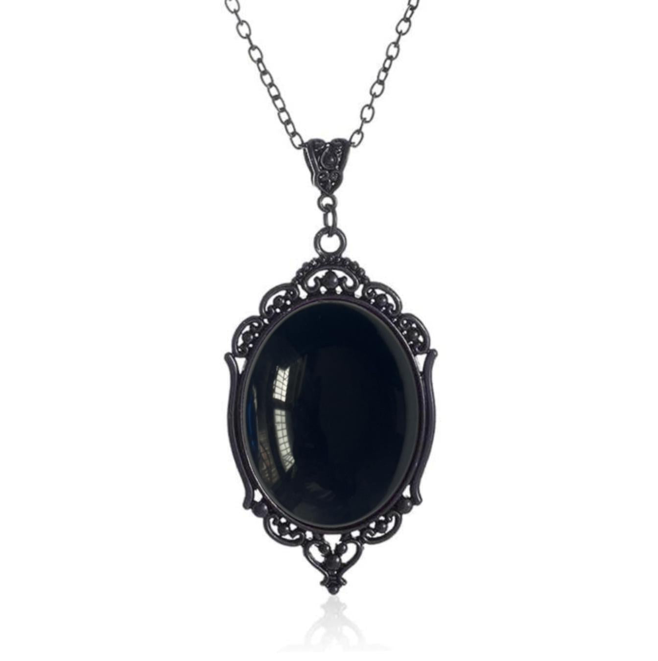 Quartz Crystal Embossed Pendant Satan Demon Necklaces