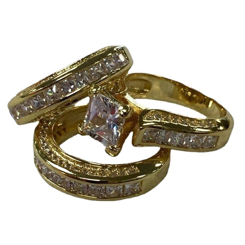 Women's Exquisite Fashionable Sier Suit With White Zircon Rings