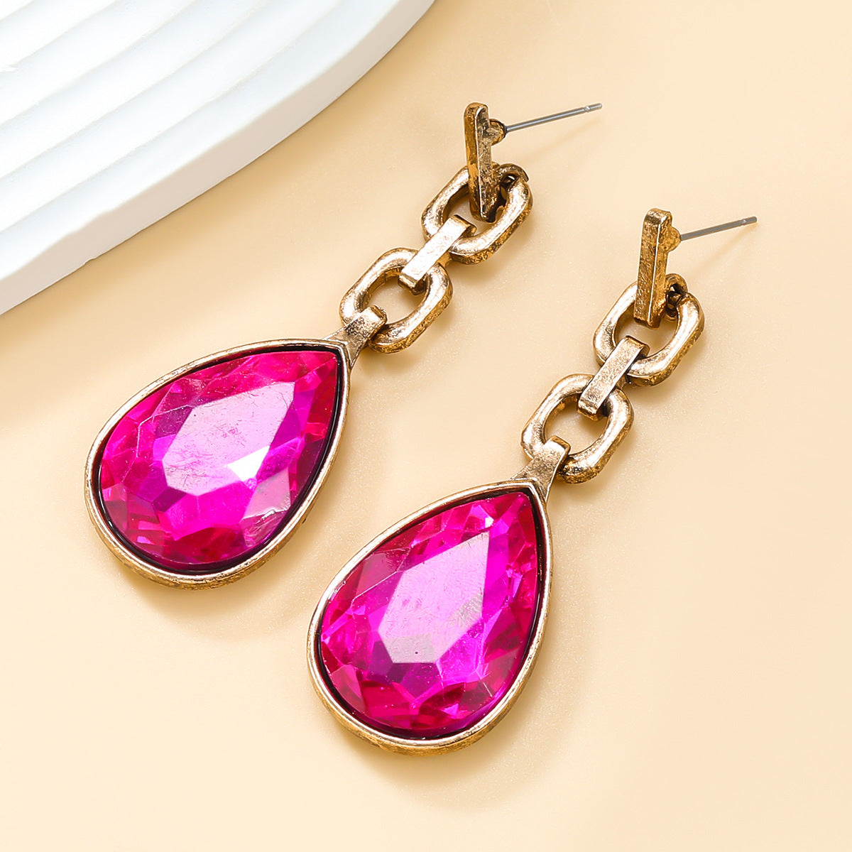 Women's Stylish Colored Diamond Drop-shaped Exaggerated Party Rings
