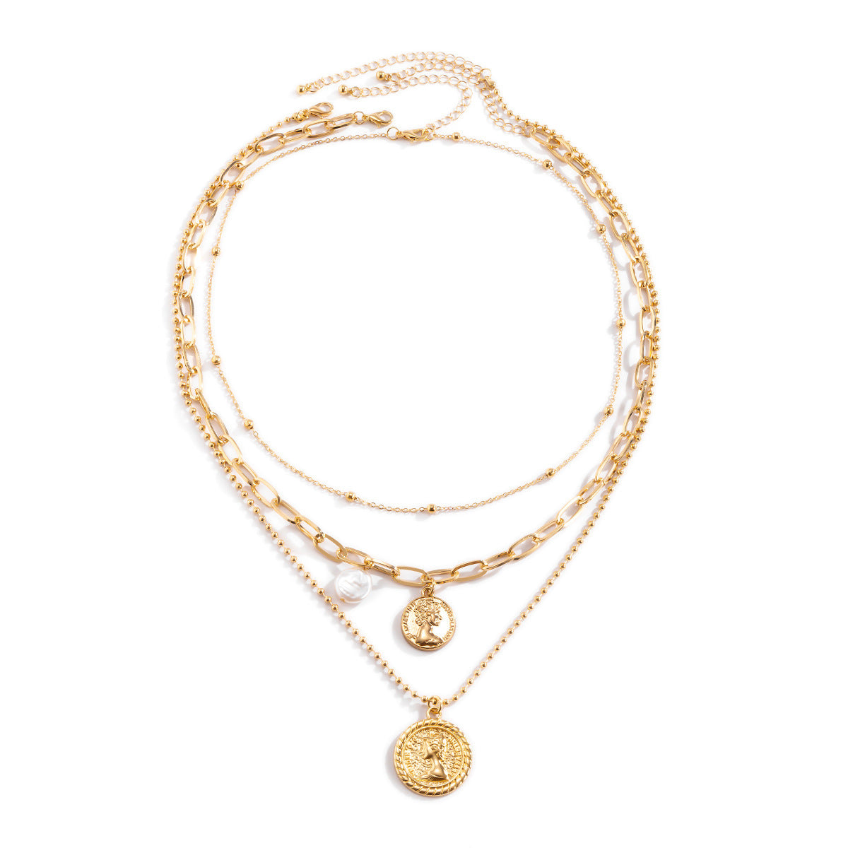 Colliers de perles d'imitation en forme de femme, ornement Simple, Portrait baroque en relief, en forme de femme