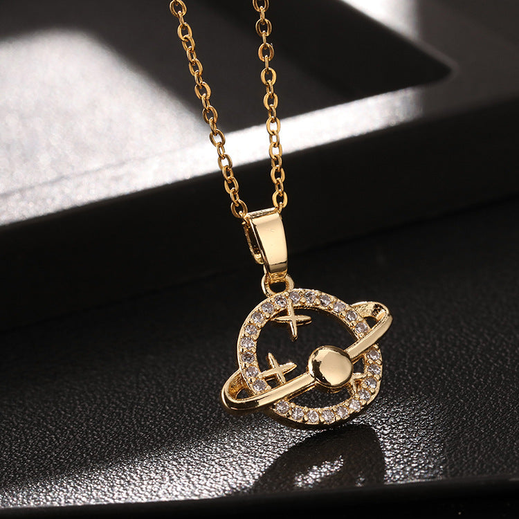 Colliers en Zircon de couleur avec micro incrustation de cuivre Planet