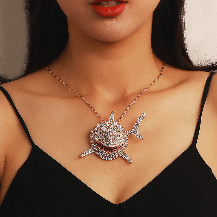 Pendentif Rétro Punk Exagéré Grand Requin Colliers