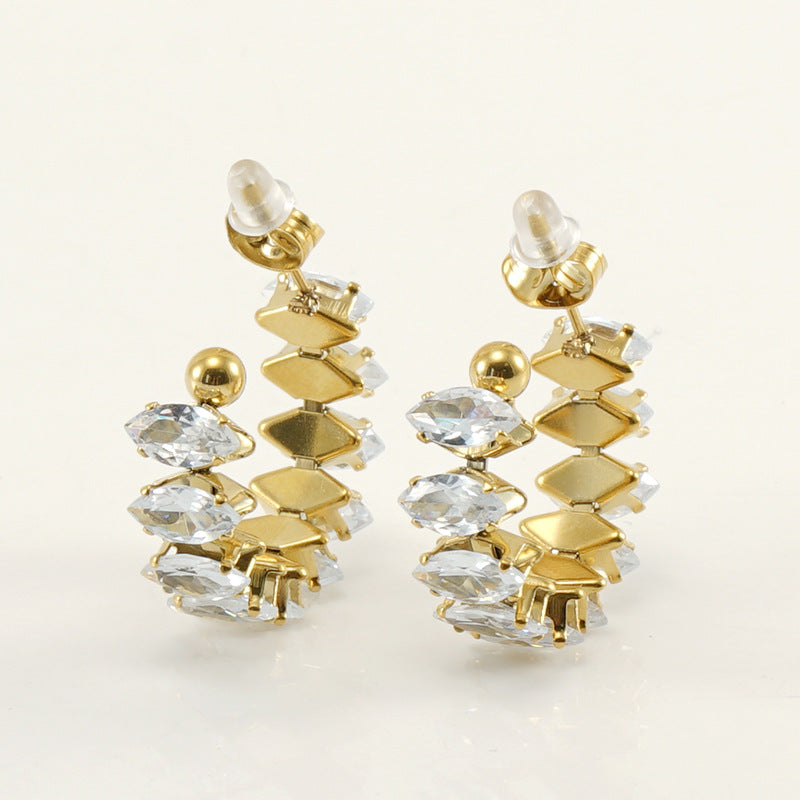 Women's Rhinestone Ear South America Fashionable Golden Titanium Light Rings