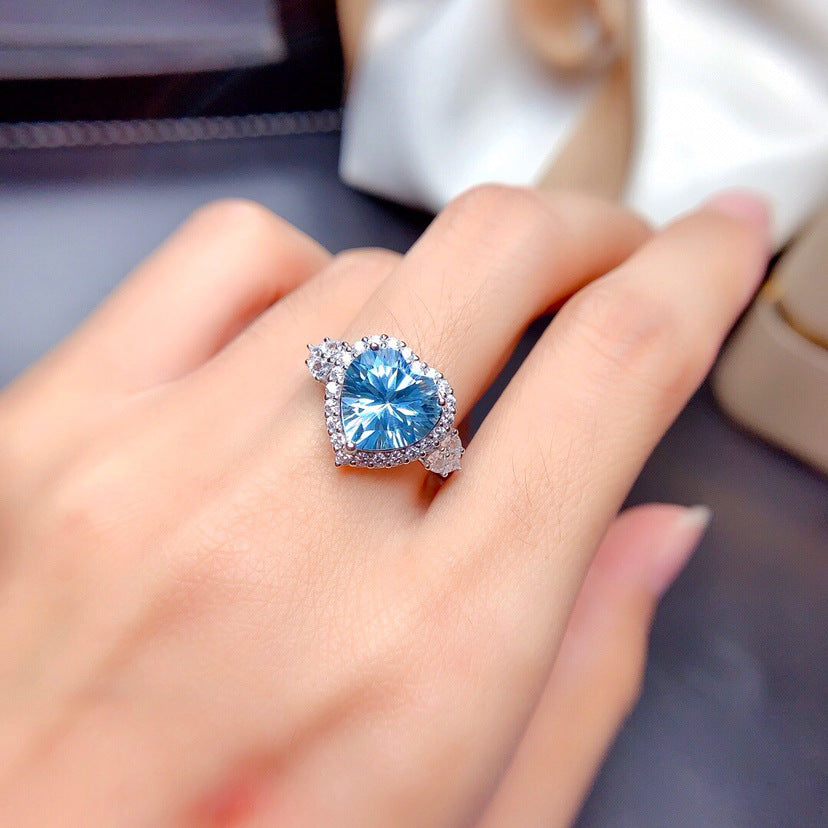 Offene Ringe mit ozeanblauen Topasfarbenen Edelsteinen