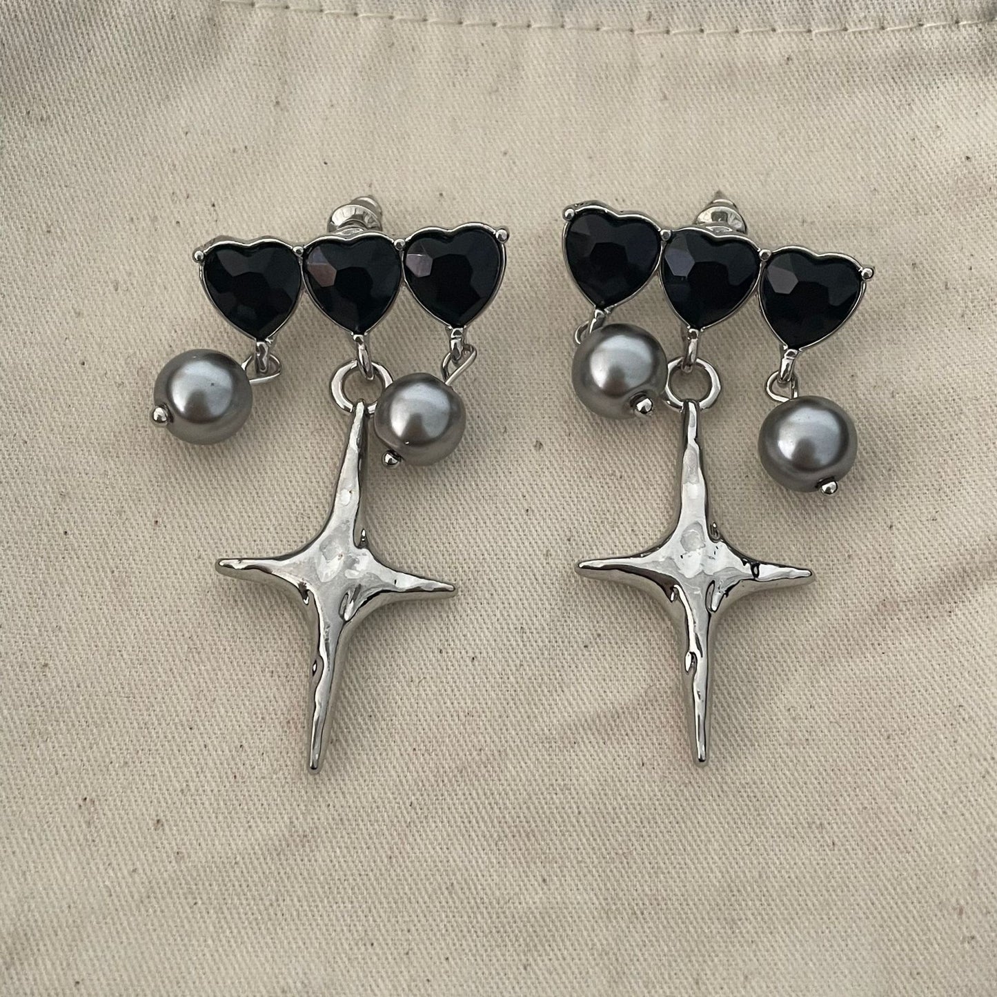 Zirconium Three-piece Heart Asterism Ear Niche American Hot Earrings