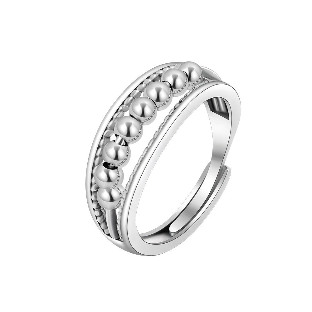 Women's Ornament Fashion Simple Polka Dot Beaded Thai Sier Accessories Rings