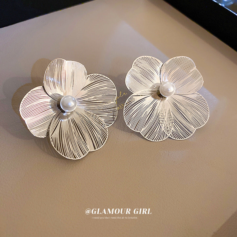 Women's Sier Needle Metal Flower Elegant Fashion Rings