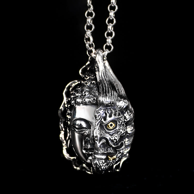 Men's Sier Pendant Buddha Magic Flash Of Thought Necklaces