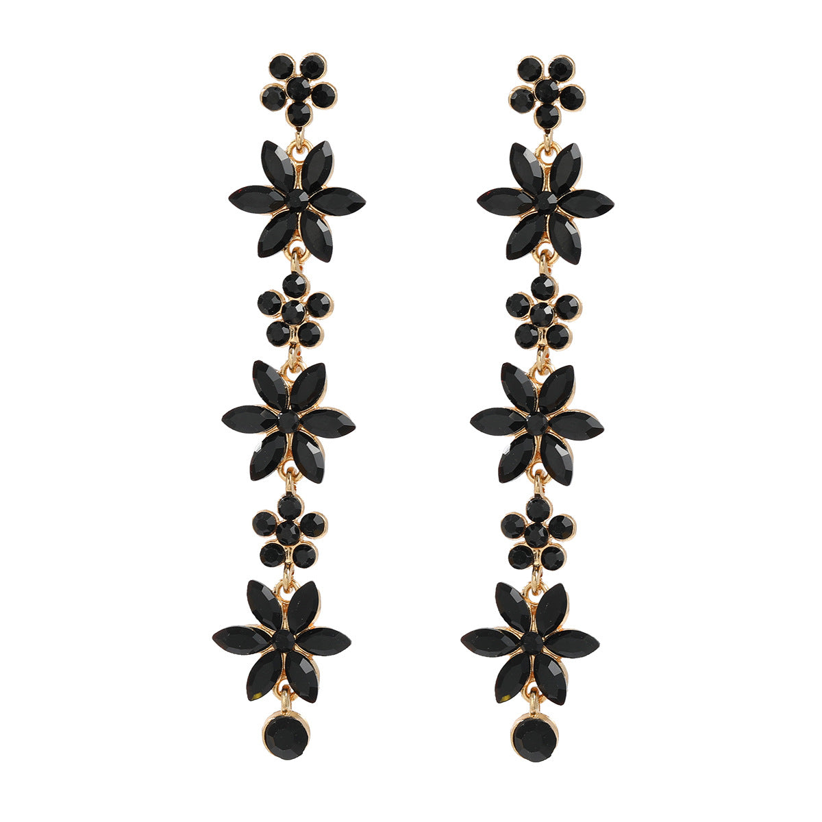 Women's Stylish Colored Diamond Flower Elegant Alloy Earrings
