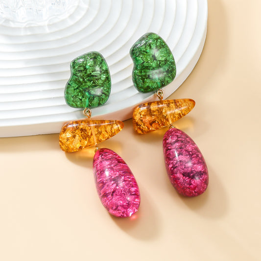 Women's Summer Colorful Geometric Resin Bohemian Ornament Rings