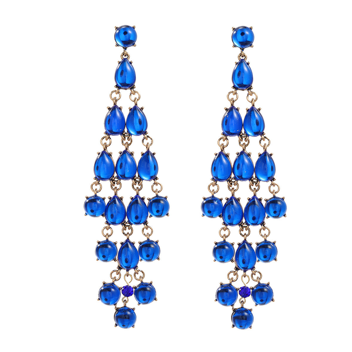 Damenmode Quaste Tropfenförmige Harz Böhmische Ornament Ringe