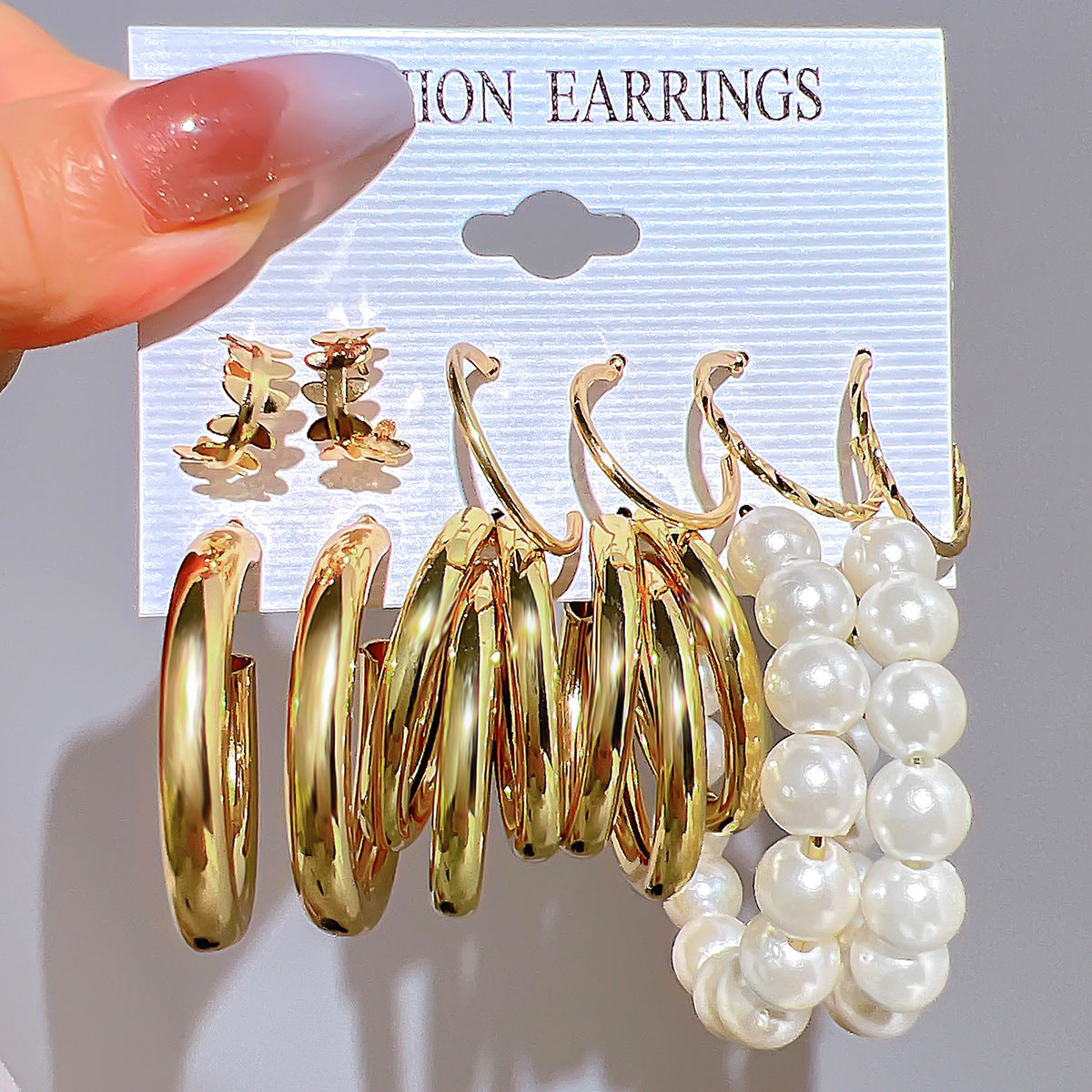 Boucles d'oreilles style Hepburn vintage Star Moon Pearl