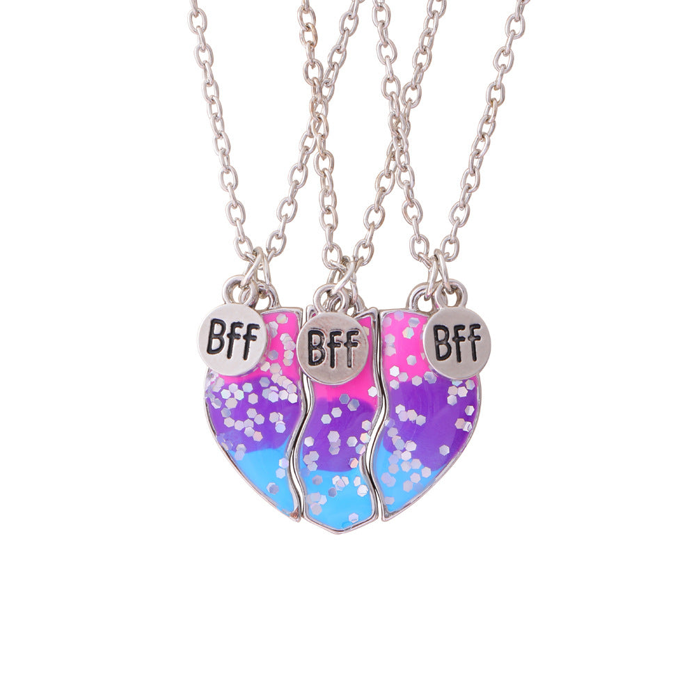 Children's Good Friend Love Gradient Color Pendants Necklaces