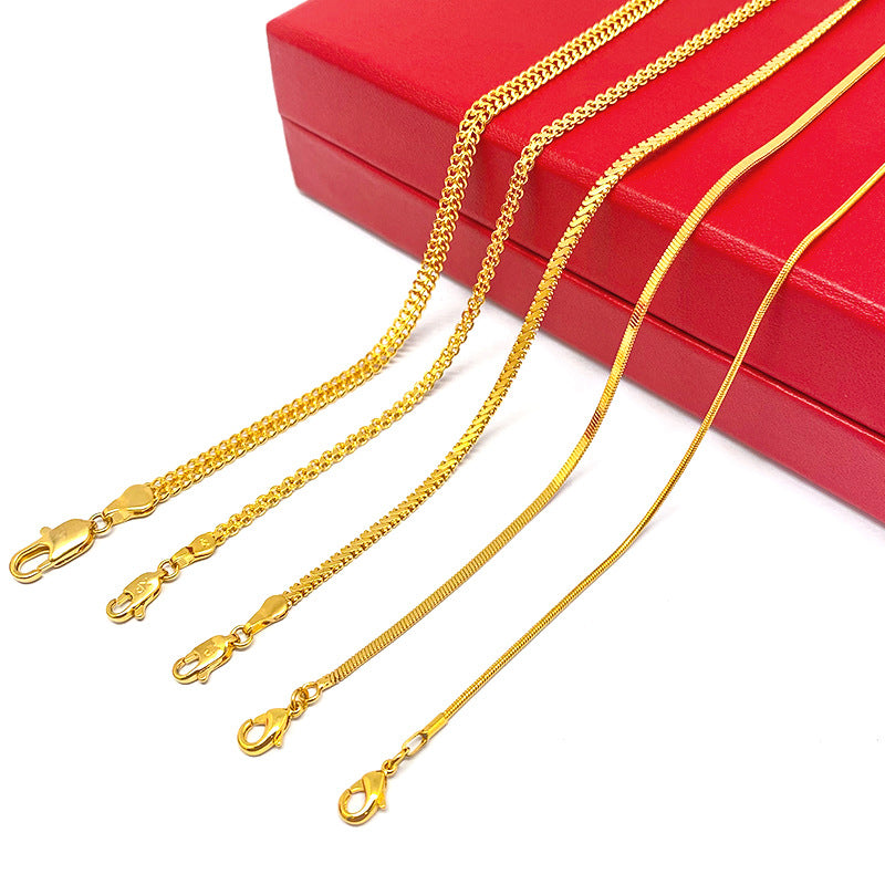 Gold Plated Snake Bones Chain Simple Choker Necklaces