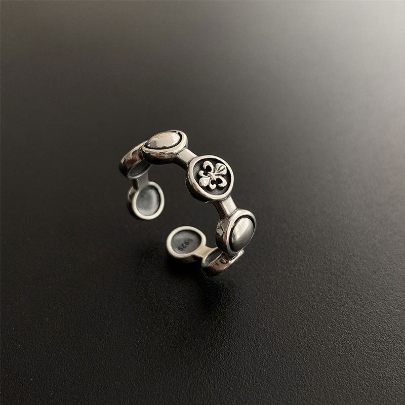 Sier, Kreuz, Weiblich, Retro, Mode, Und, Rings