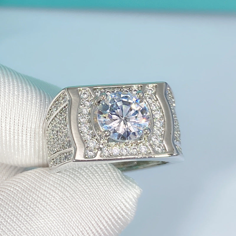 Men's Simulation 2 Karat Light Luxury Abide Rhinestone Rings