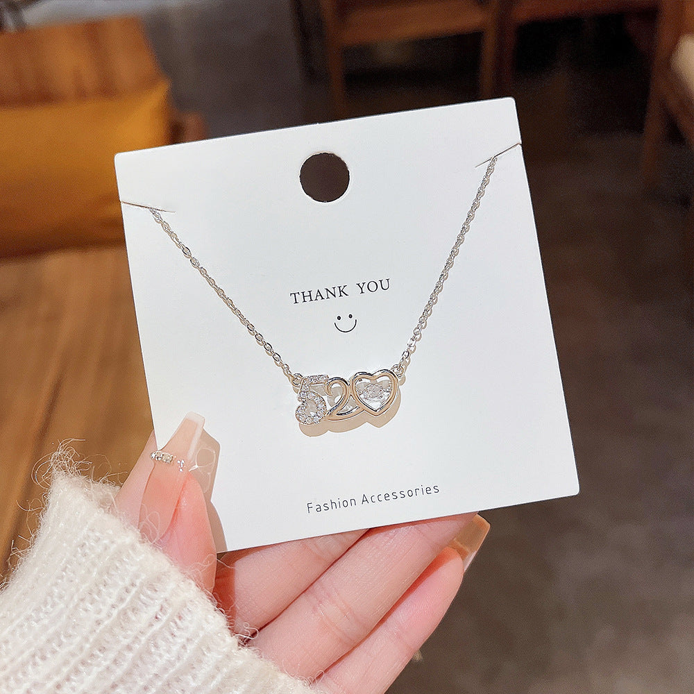 Women's Exquisite Inlaid Zirconium Clavicle Chain Pendant Valentine's Day Accessories Necklaces