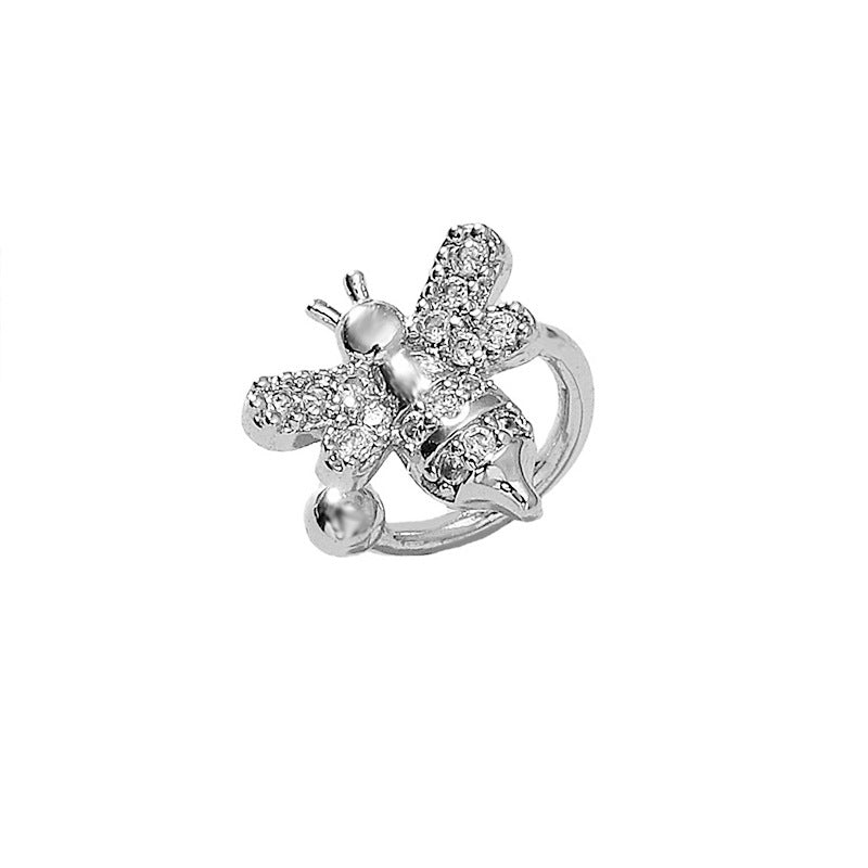 Full Diamond Mini Bee Popular Super Flash Refined Zircon Ear Clip
