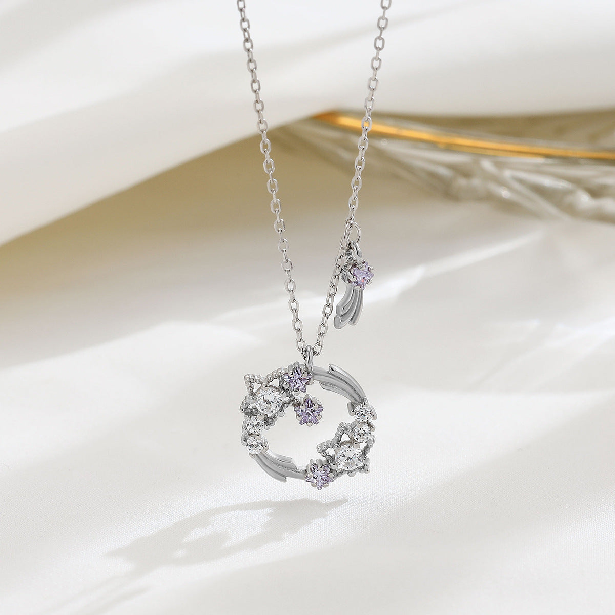 Sterling Silber Diamond Planet Temperamental Minority-Halsketten für Damen