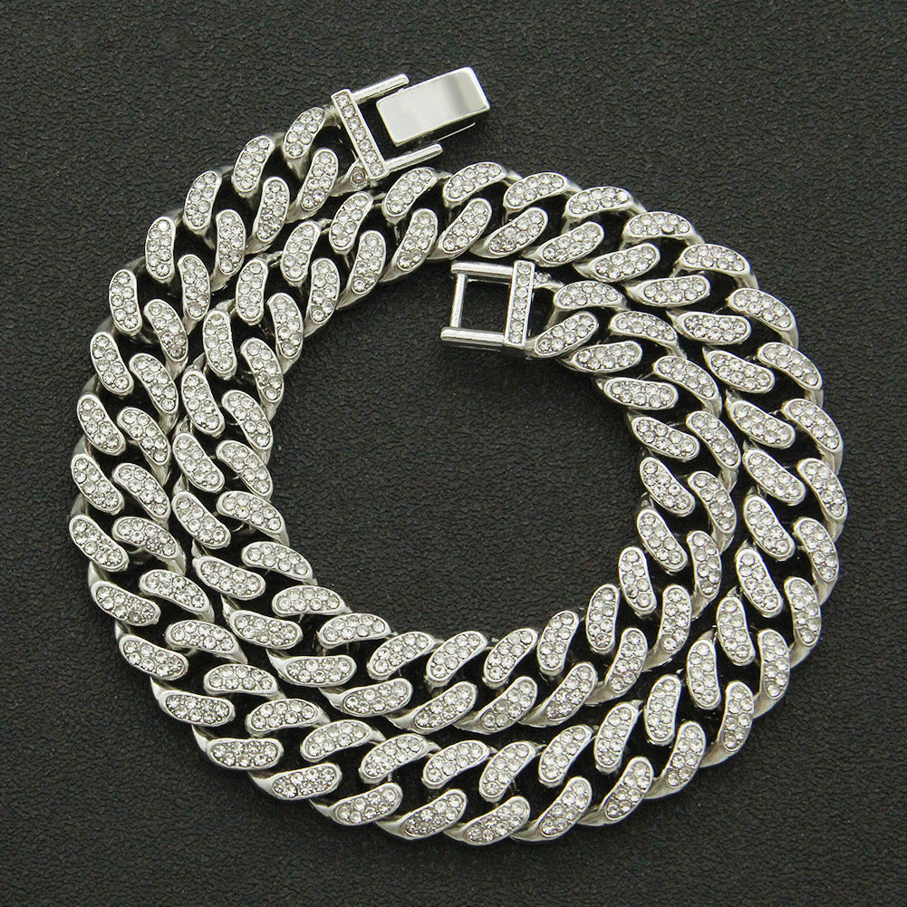 Colliers de chaîne à maillons cubains pleins de diamants Hip Hop pour hommes