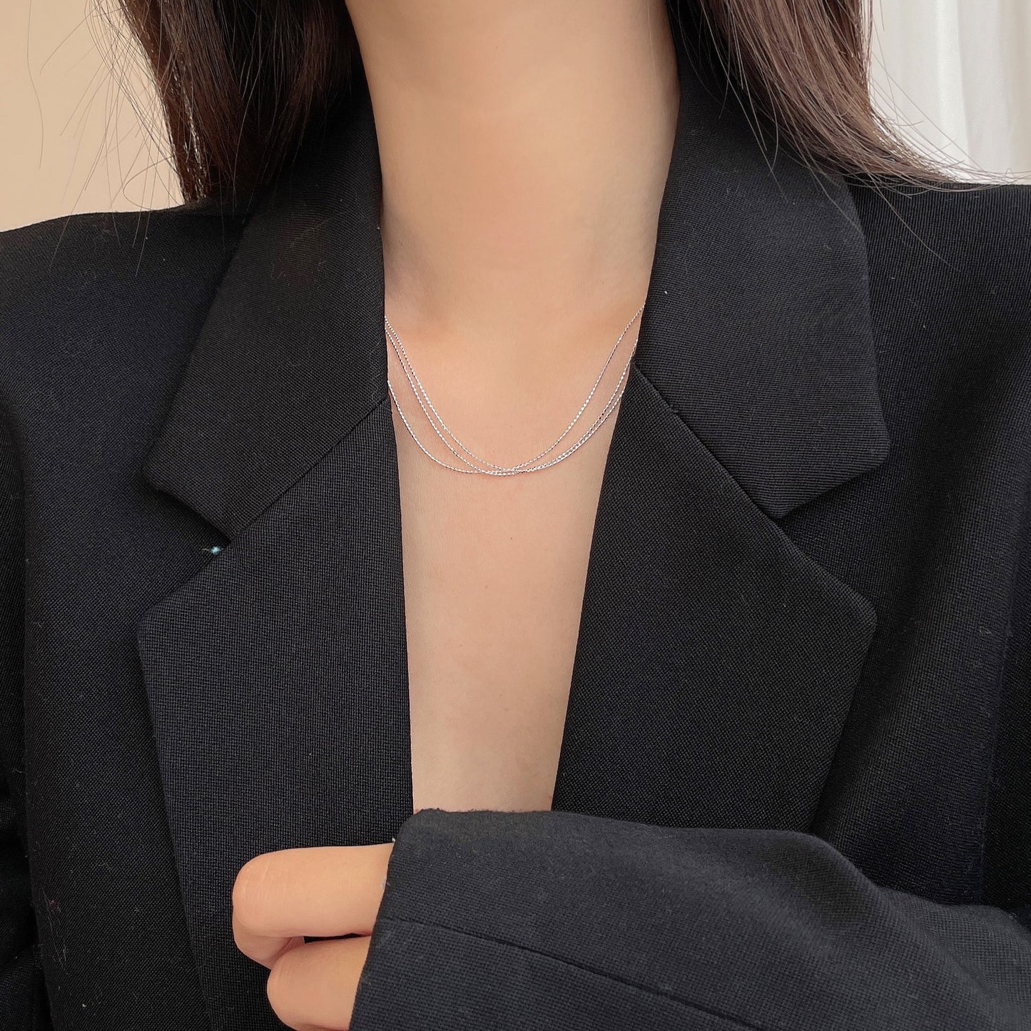 Chaîne italienne perles rondes Sterling Sier pur colliers