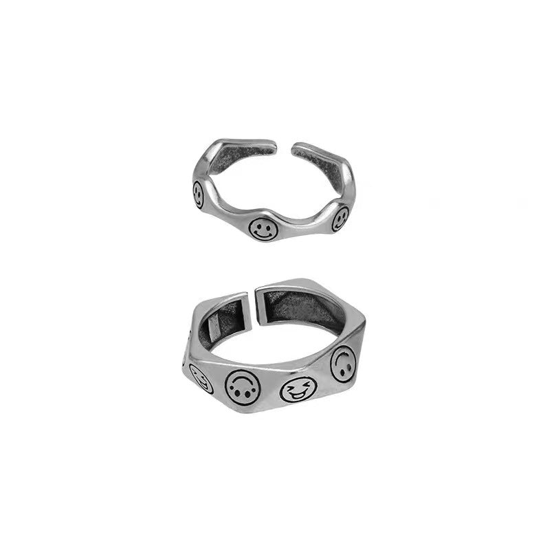 Smiley Retro Opening Design High-grade Simple Rings