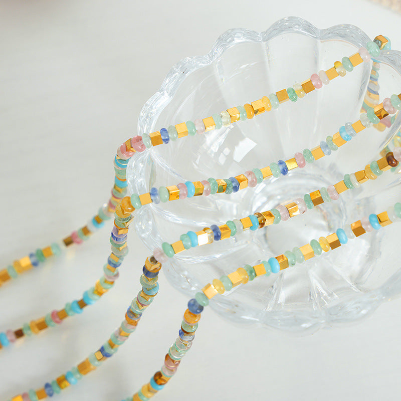 Colliers de perles de boulier en pierre naturelle de luxe léger de haute qualité