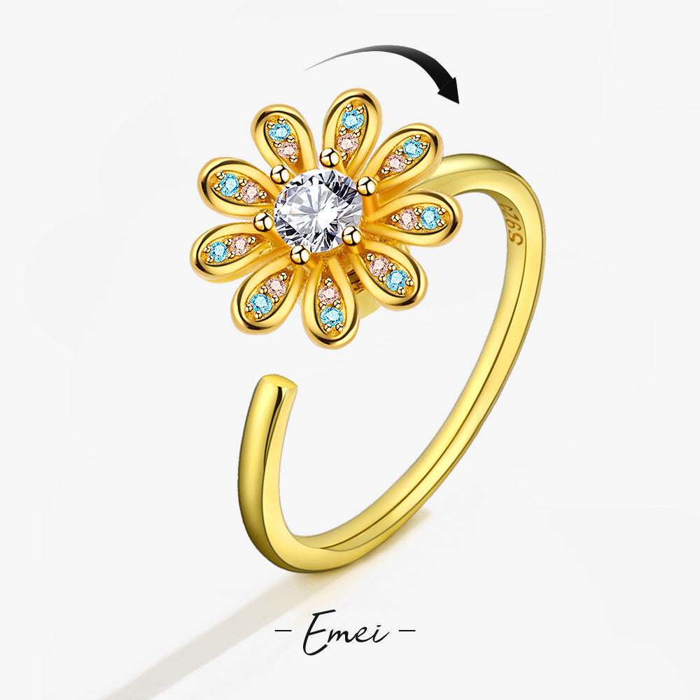 Rotatable Daisy Flower Wind Opening Adjustable Rings