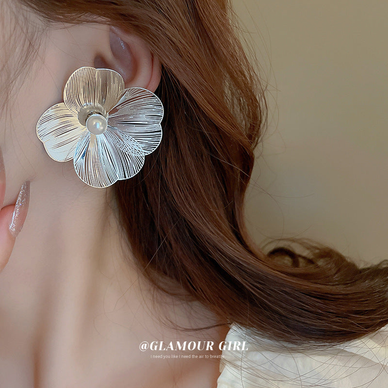 Women's Sier Needle Metal Flower Elegant Fashion Rings