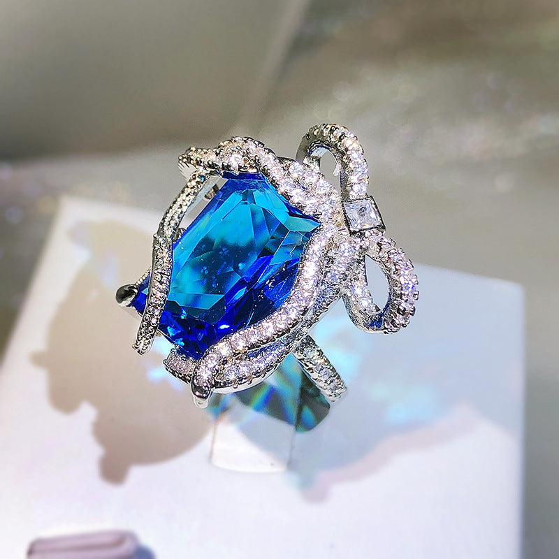 Temperament Gemstone Micro Inlaid Zircon Fashion Rings