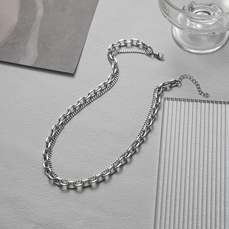 Women's & Men's Thick And Thin Chain Stacked With Double Necklaces
