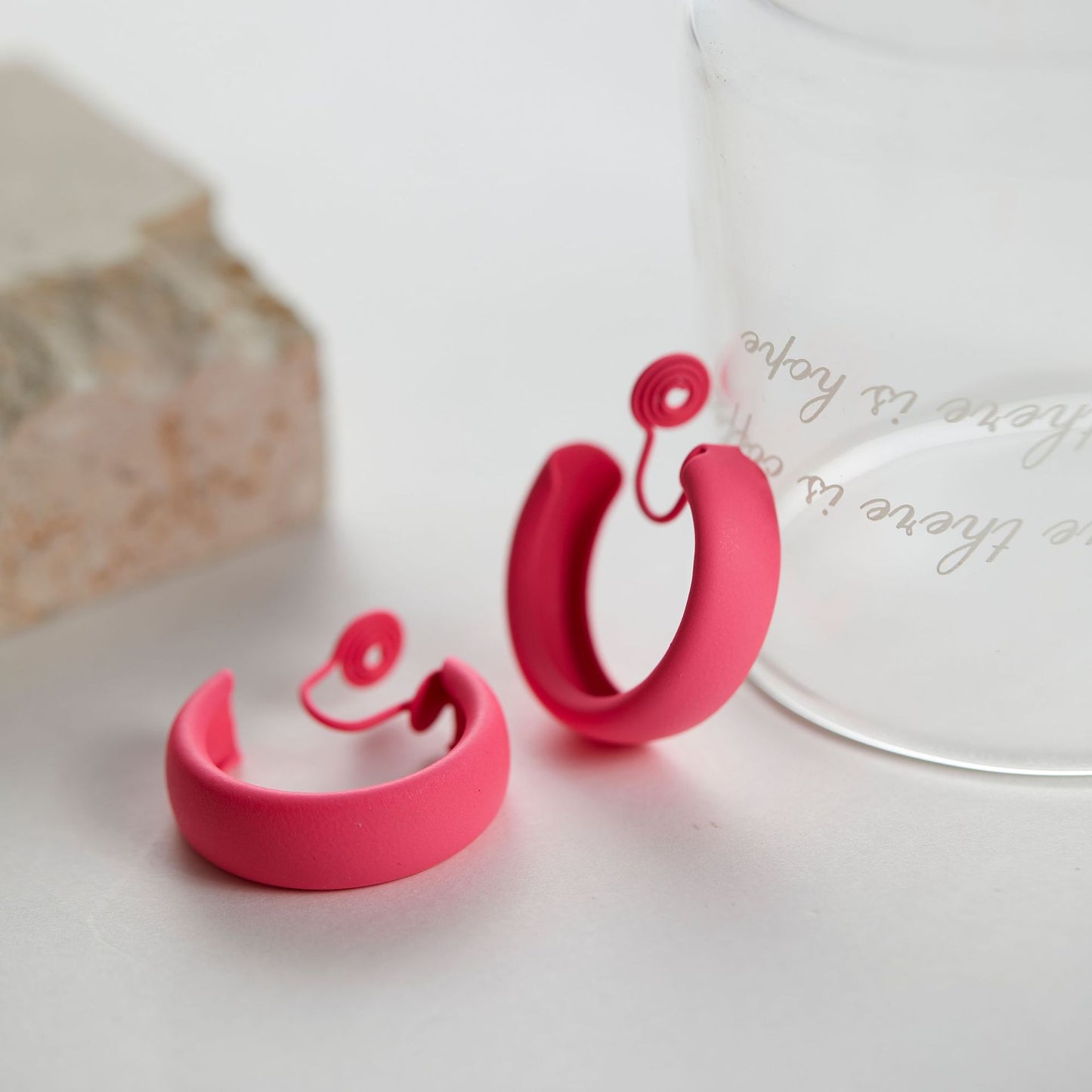 Pink Ear Female Temperament Eardrops Clip Earrings