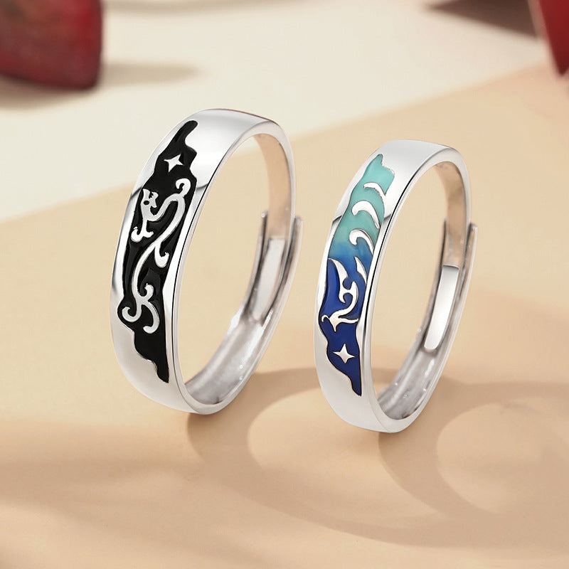 Pure Silber Paar National Fashion Sterling Ringe