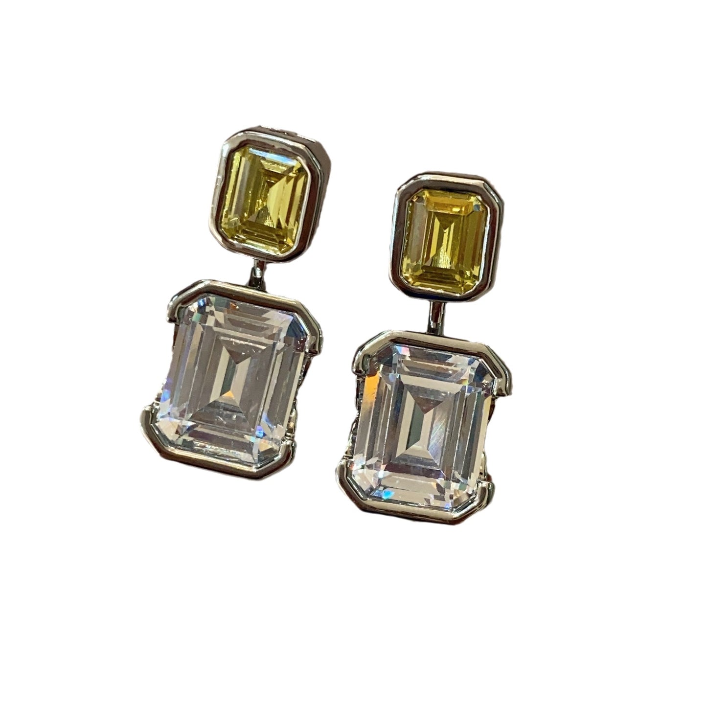 Women's Sterling Sier Large Particle Yellow Simple Earrings