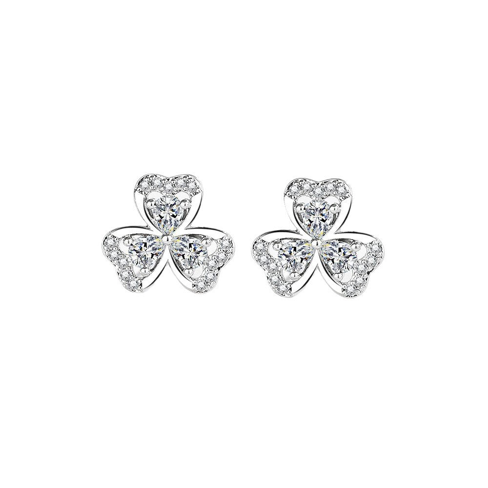 Women's Simple Graceful Love Metal Inlaid Zircon Earrings