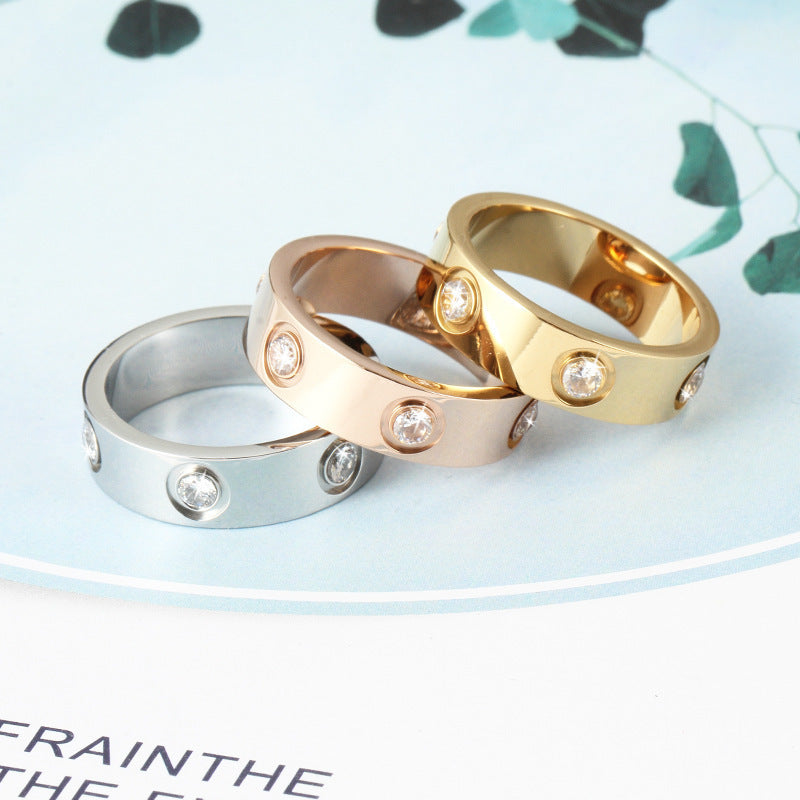 Popular Fashion Titanium Steel Starry Sky Rings