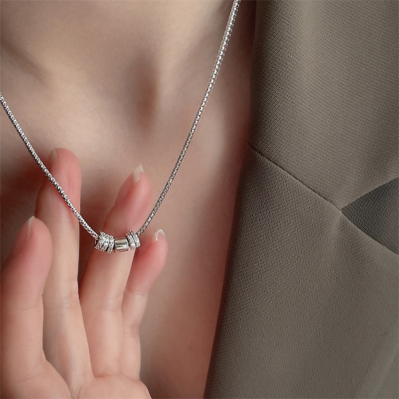 Waist Sier Simple Plaid Metal Pendant Clavicle Necklaces