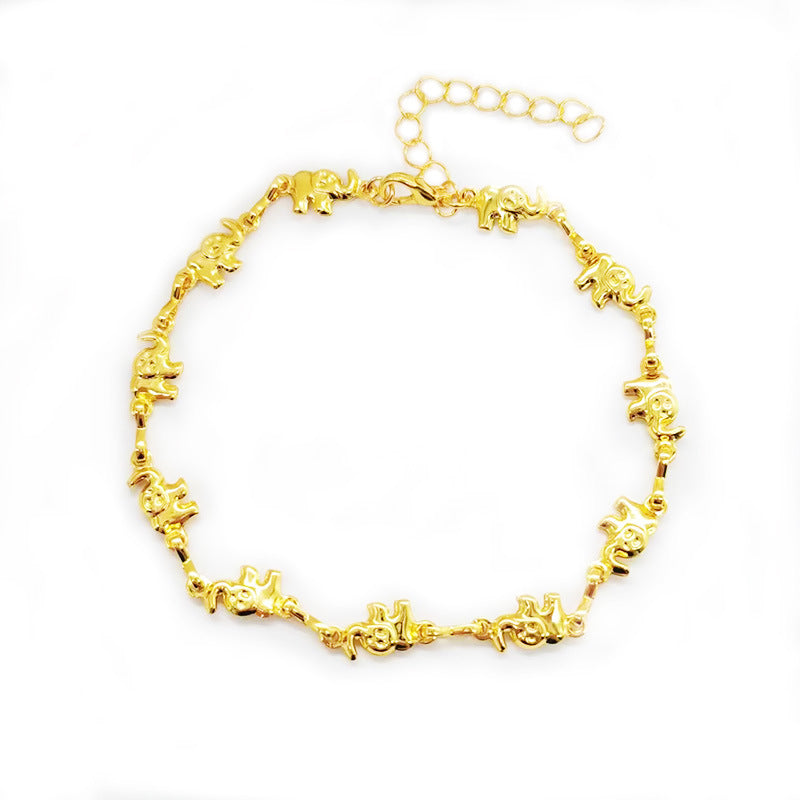 Elephant Bamboo Vintage Gold Plated Copper Necklaces