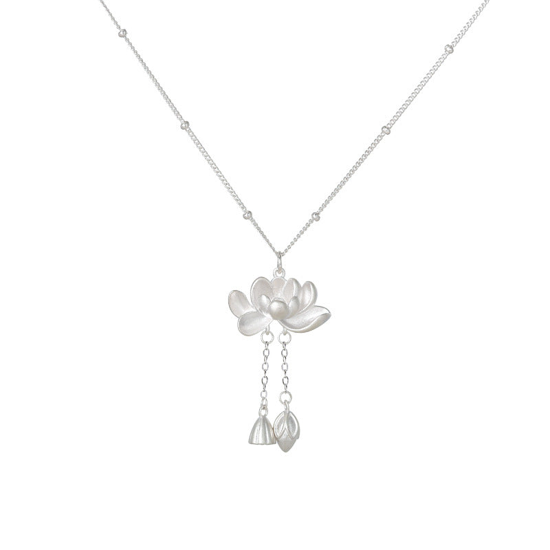 Lotus Tassel Female Chinese Style High Sense Light Luxury Minority Necklaces