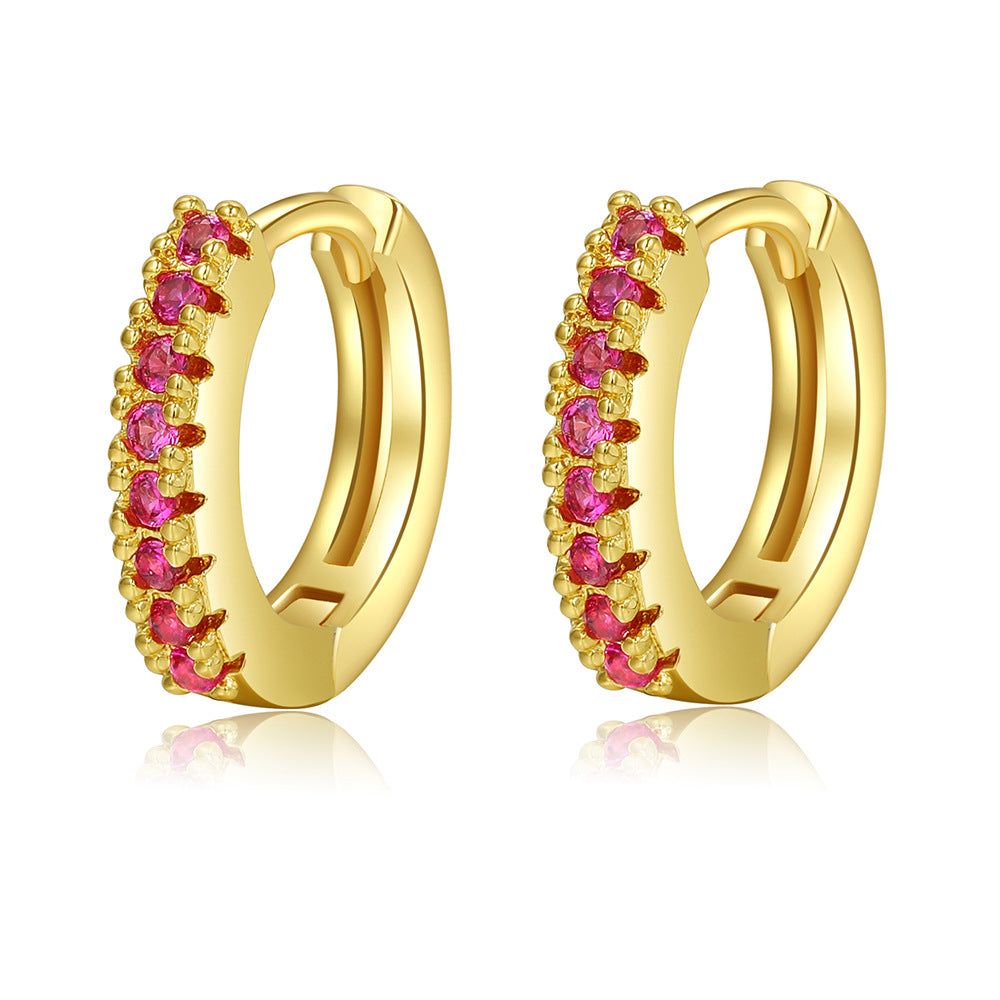 Color Zircon Geometric Ear Simple Graceful Earrings
