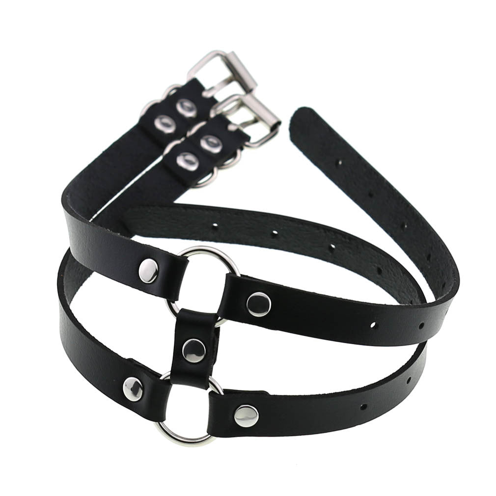 Colliers de personnalité simples en cuir de style gothique à double rangée