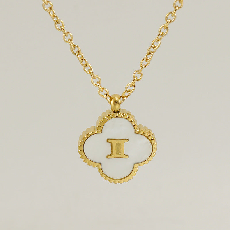 Colliers inoxydables de Constellation de coquille de trèfle en acier titane