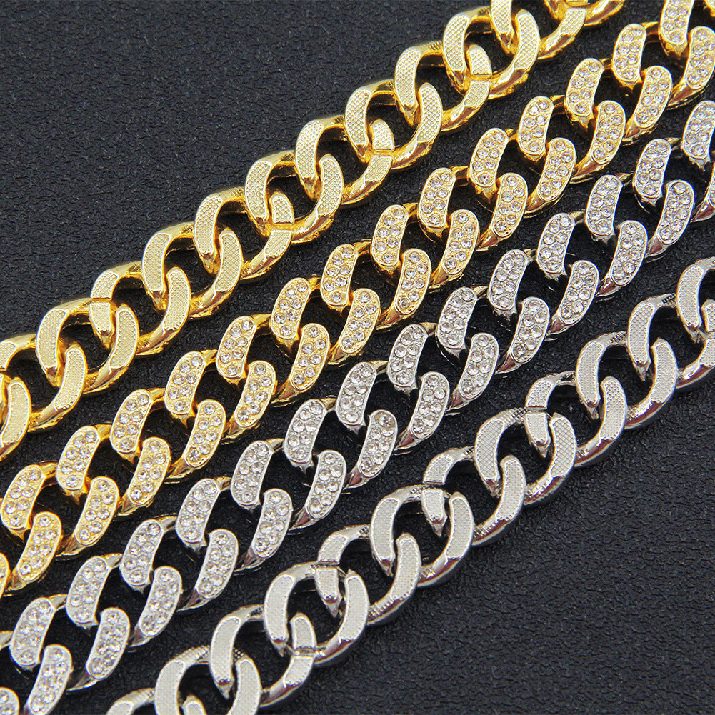 Colliers à chaîne à barre de Miami antique plat en diamant pour hommes