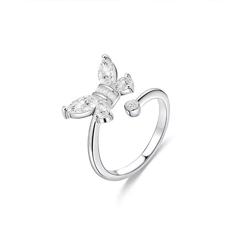 Garden Series Open Female Sier Butterfly Rings