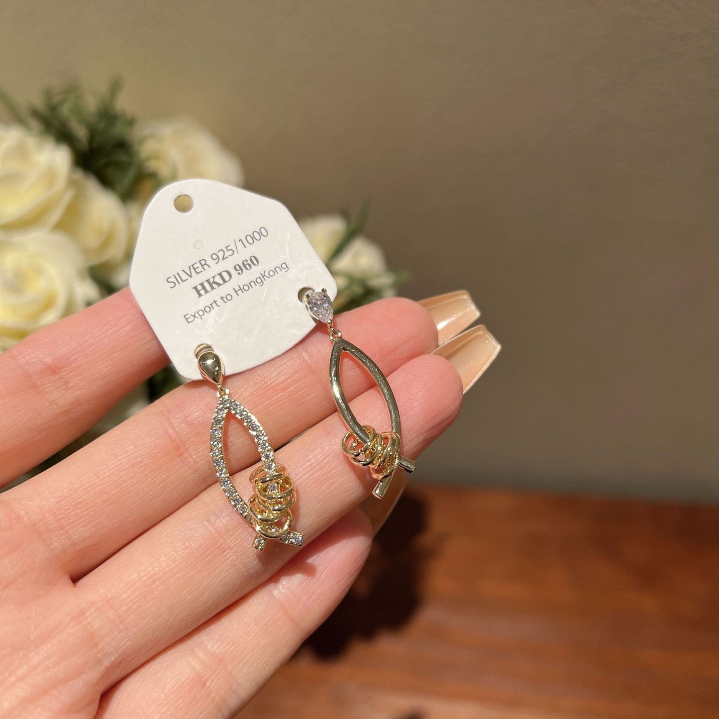 Women's Niche Design Zircon Cross For Light Earrings