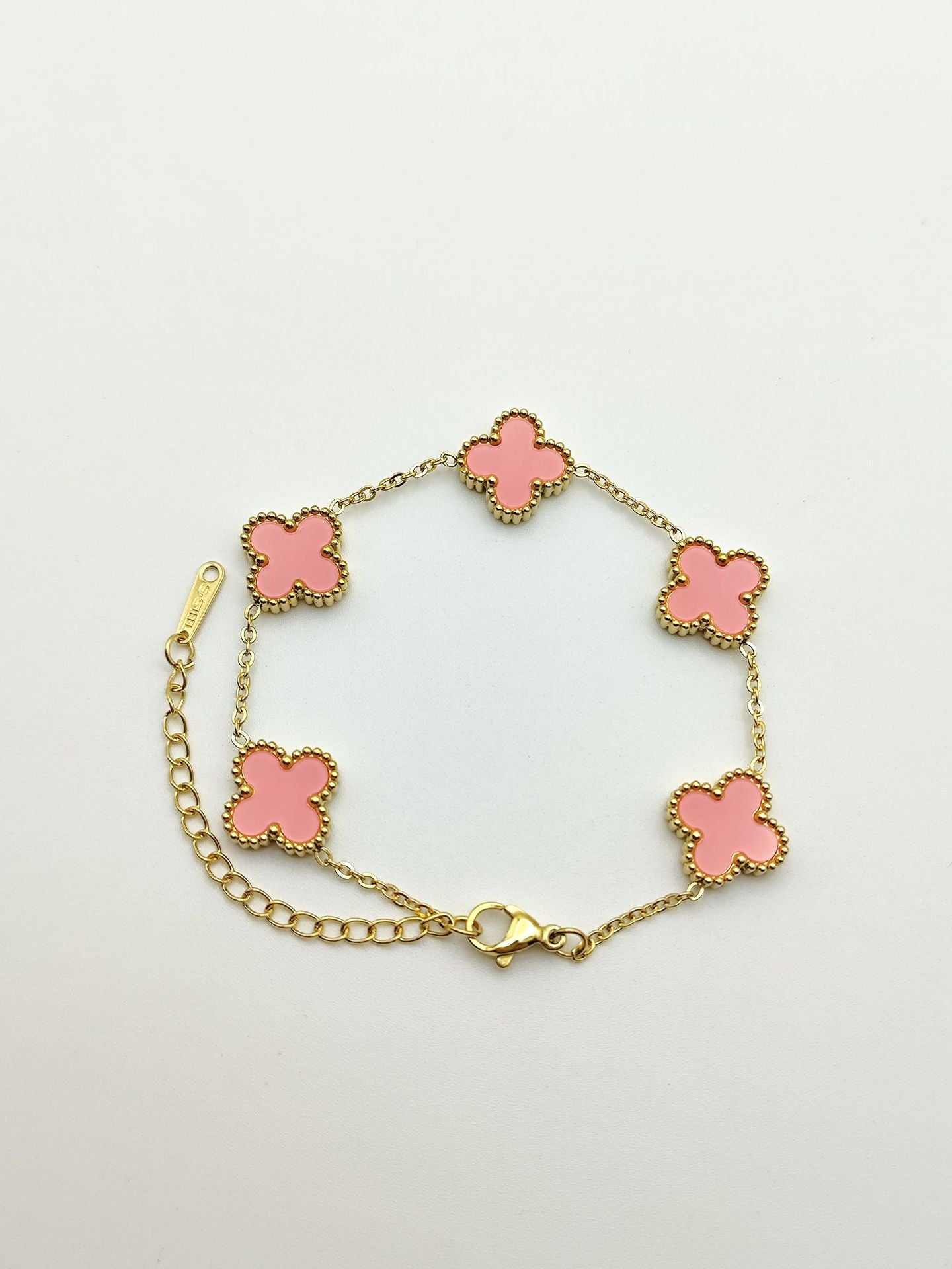 Bracelets d'ornement de rétention de couleur double face en or trèfle pour femmes