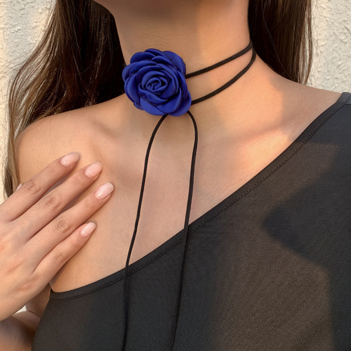 Ornement pour femmes Veet collier de fleurs plante grands colliers