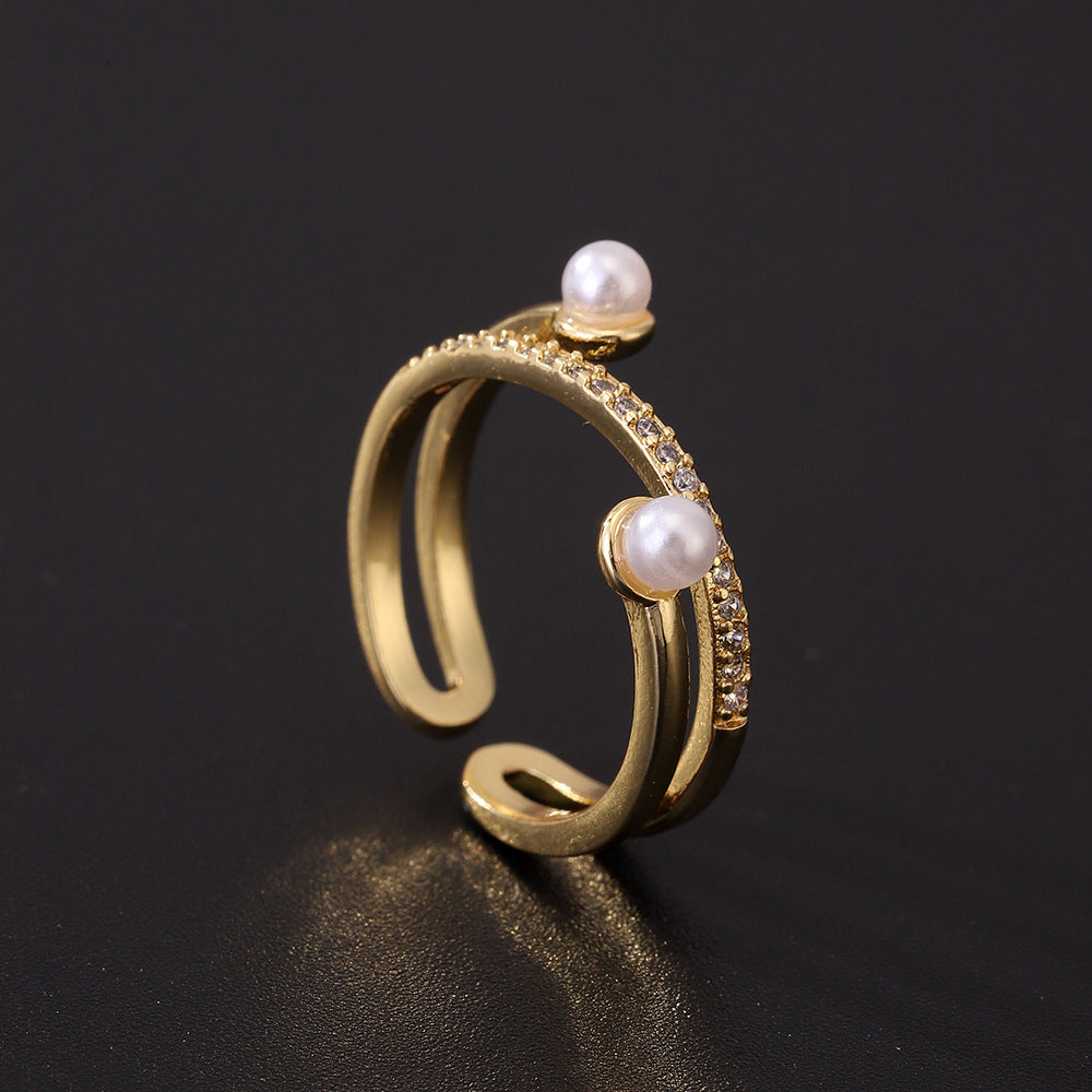 Women's Special Interest Light Luxury Design Pearl Fashion Rings