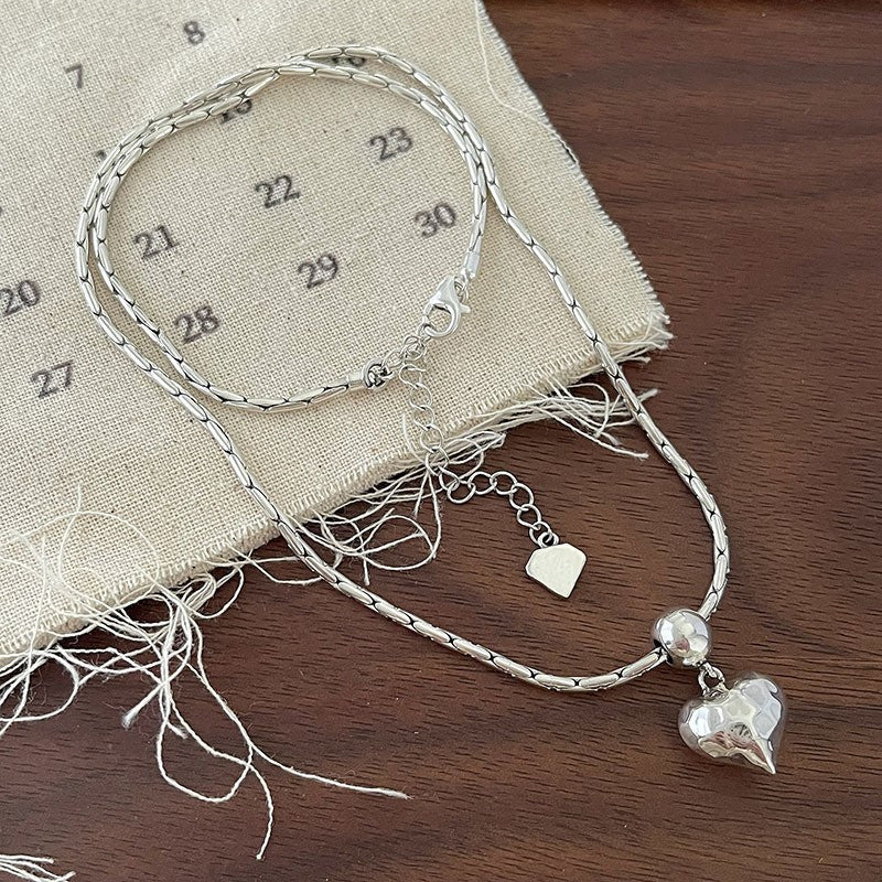 Peach Heart Pendant Female Personality Ornament Simple Three-dimensional Necklaces