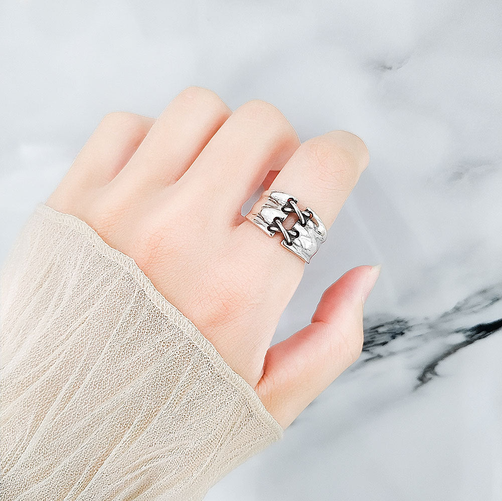 Personalized Mixed Love Black Agate Simple Rings